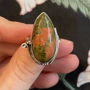 Unakite Jasper Sterling Silver Ring